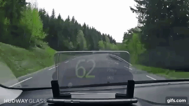 HUDWAY Glass — Head-Up Display (HUD) in any car animated gif