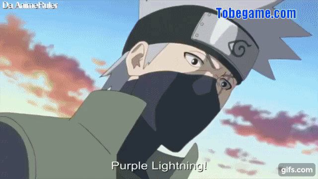 Kakashi's uses purple lightning against Academy Students // Become a Genin animated  gif