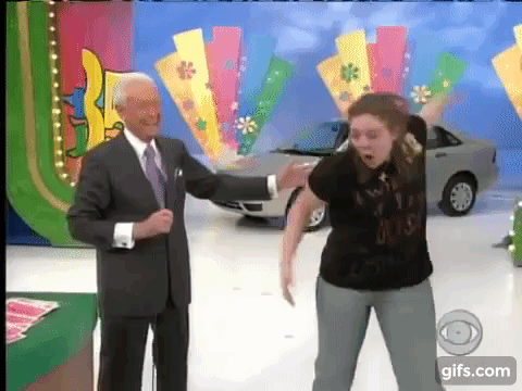 Punch the Air: Crazy Bob Barker Price is Right Contestant animated gif
