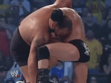 Big Show vs Brock Lesnar Ring collapse animated gif