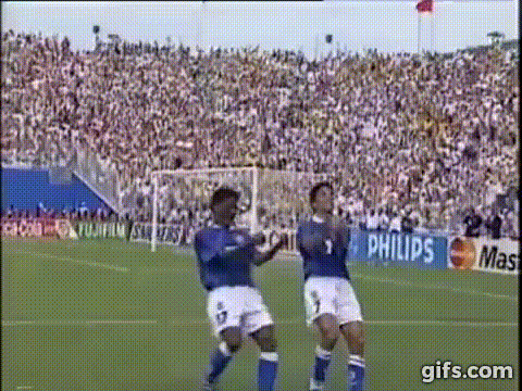 Bebeto - World Cup 94 Brazil vs Netherlands animated gif