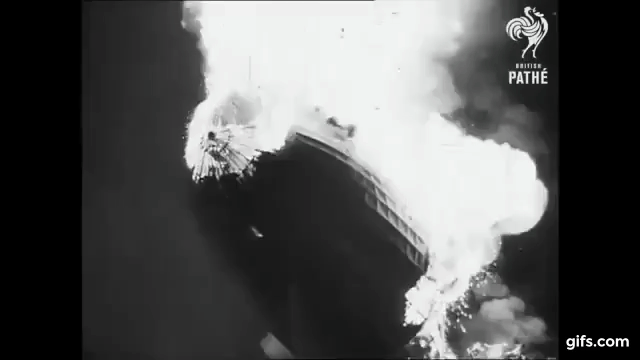 Hindenburg Disaster Real Footage (1937) animated gif