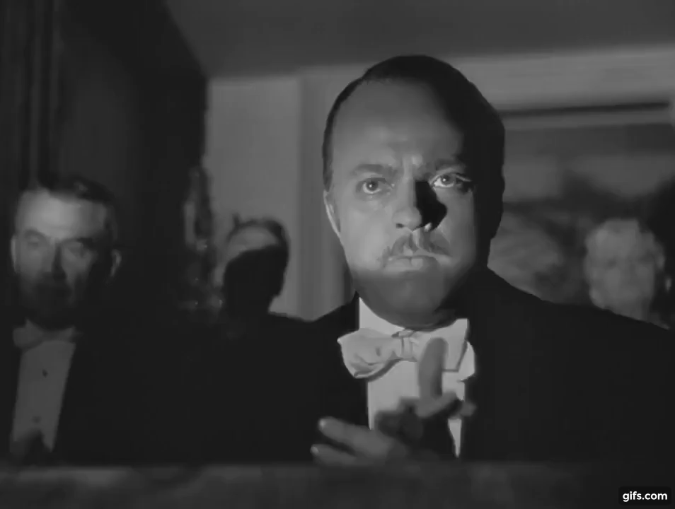 Citizen Kane (1941)- The opera and Kane's applause animated gif
