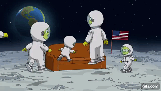 Astronaut Homer floats away animated gif