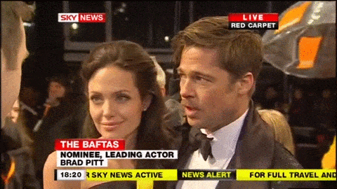 Angelina Jolie & Brad Pitt BAFTA Red Carpet Interview animated gif
