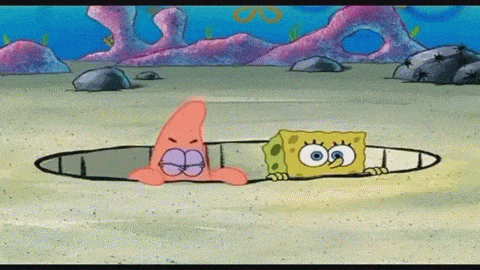 Patrick gets hit by a bowling ball animated gif
