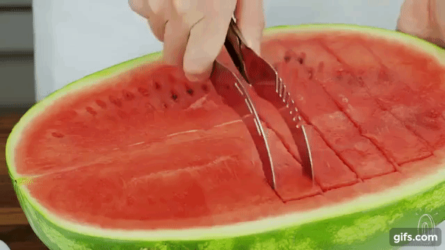You&#39;ve been cutting watermelon all wrong. animated gif