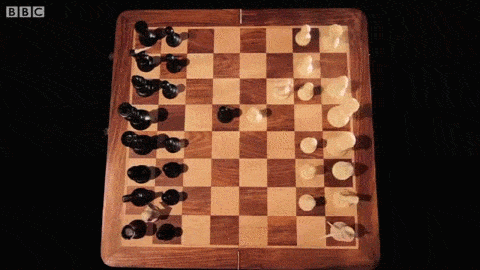 Kasparov is conglomerating his pawns into a Mega-chessatron animated gif
