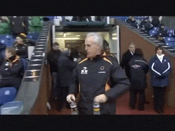 Mick McCarthy gets frightened by nothing animated gif