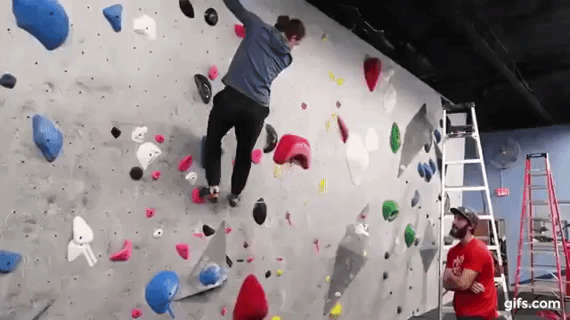 rock climbing for beginner falling right gif