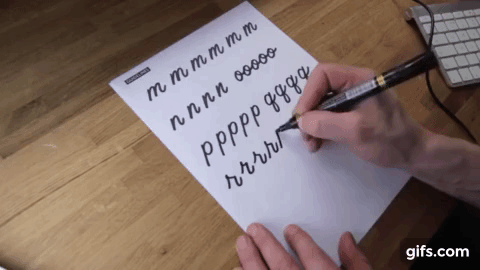 Learn Script Calligraphy for Beginners - Free Worksheets! animated gif