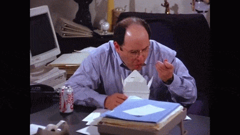 Seinfeld - George likes his chicken spicy animated gif