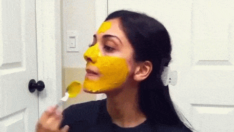 DIY Turmeric Face Mask for rosacea, acne, and dark circles animated gif