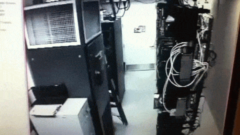 Fire Extinguisher Explodes in Server Room animated gif