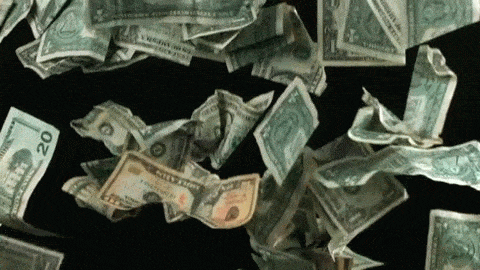 Slow Motion Falling Money HD US Dollars Fall from the Sky with Video Shot  in High Definition Format animated gif