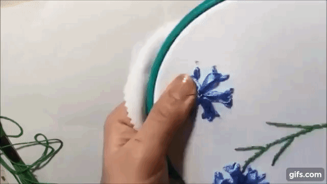 Вышивка лентами васильки